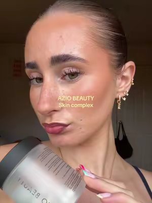 TikTok post by @molly.oneill03 for Azio Beauty. Caption reads: AZIO BEAUTY skin complex beauty supplement ✨✨....