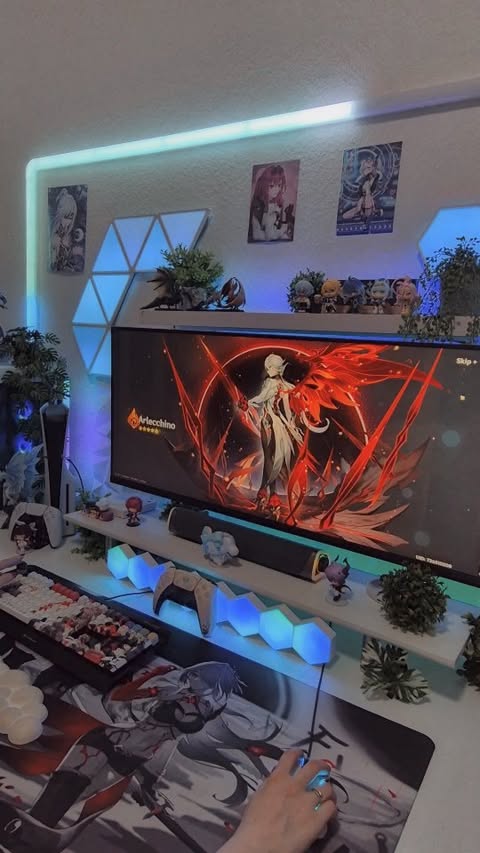 Instagram post by @zino.cozy for Genshin Impact. Caption reads: [...] setups 🫣 #hoyocreators #genshin....