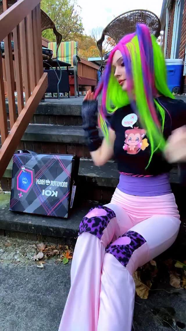 Instagram post by @purplesneakers_ for Koi Footwear. Caption reads: Monster high X @koifootwear 💜🍭💜 #koifootwear....