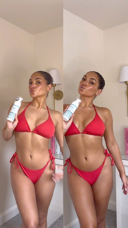 Instagram post by @_laviniamartin for Skinny Tan. Caption reads: AD deepening my holiday tan using @skinnytanhq....