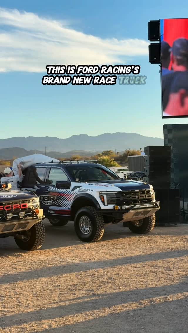 Instagram post by @its_jalopy_jeff for Ford Performance. Caption reads: Ford Racings new Raptor Race Truck #fordracing.