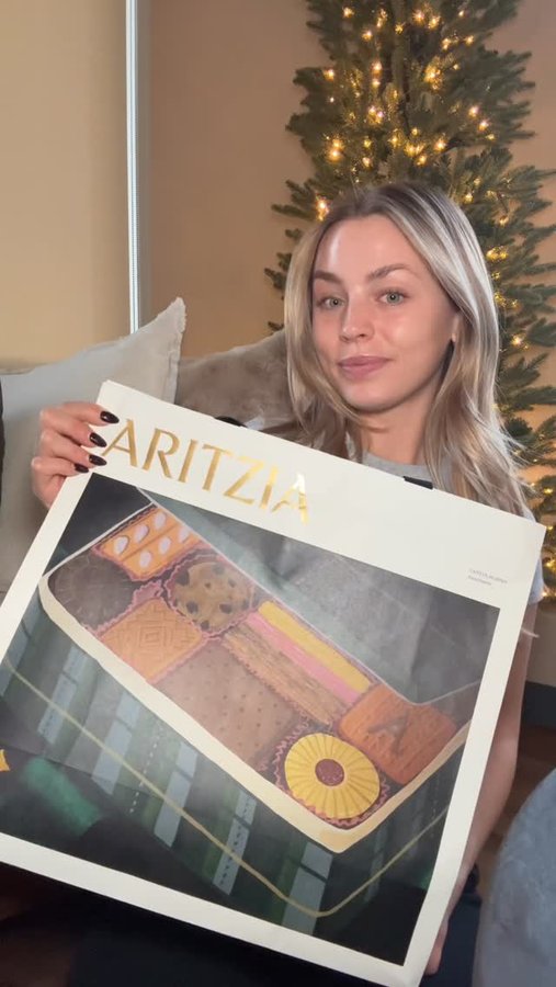 Instagram post by @ellie_teale for Aritzia. Caption reads: @aritzia haul 🤭 everything I bought can be found....