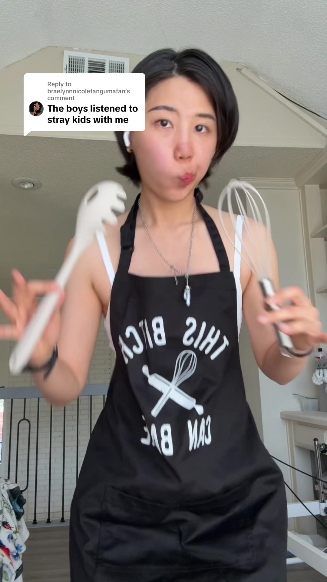 TikTok post by @hannahmao50 for Crazy Dog TShirts. Caption reads: [...] The boys and I baked together so…. @Crazy....