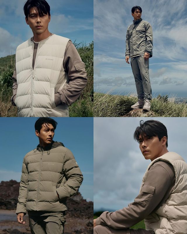 Instagram post by @crashlandingonyoudrama for Snow Peak. Caption reads: Hyun Bin for Snowpeak F/W24 @snowpeak_official....