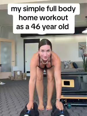 TikTok post by @drwendy_physicaltherapy for Lifepro Fitness. Caption reads: My simple full body home workout using adjustable....