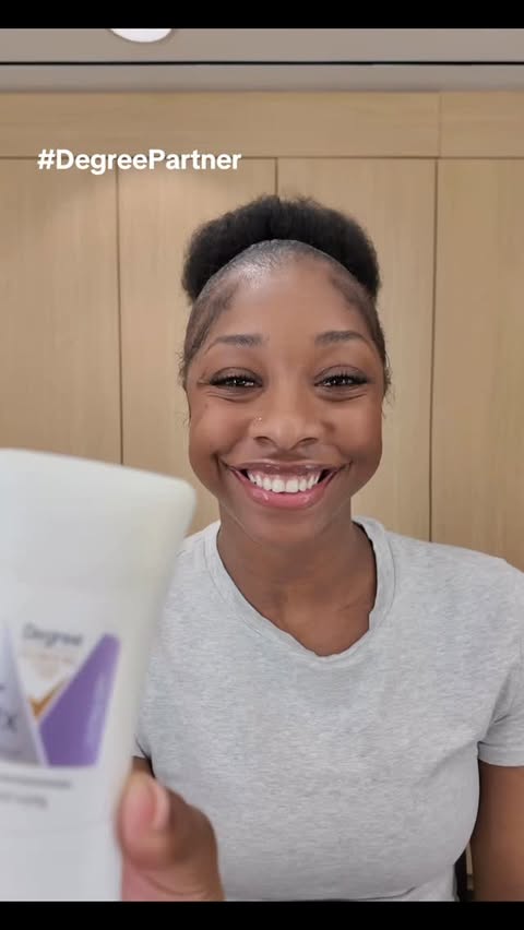 Instagram post by @aarimcdonald for Degree. Caption reads: [...] 😅 Share your own #No5weat story with....