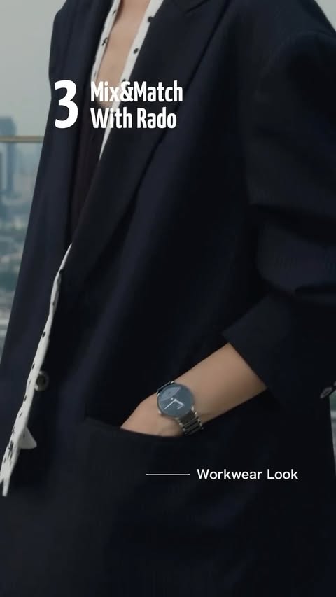 Instagram post by @___amyk for Rado. Caption reads: Mix & Match นาฬิกา @rado Centrix Moonphase 3 ลุค 3....