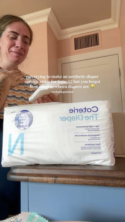 Instagram post by @bigmamadfromnyc for Coterie. Caption reads: #coteriepartner I FORGOT HOW LITTLE THESE DIAPERS....