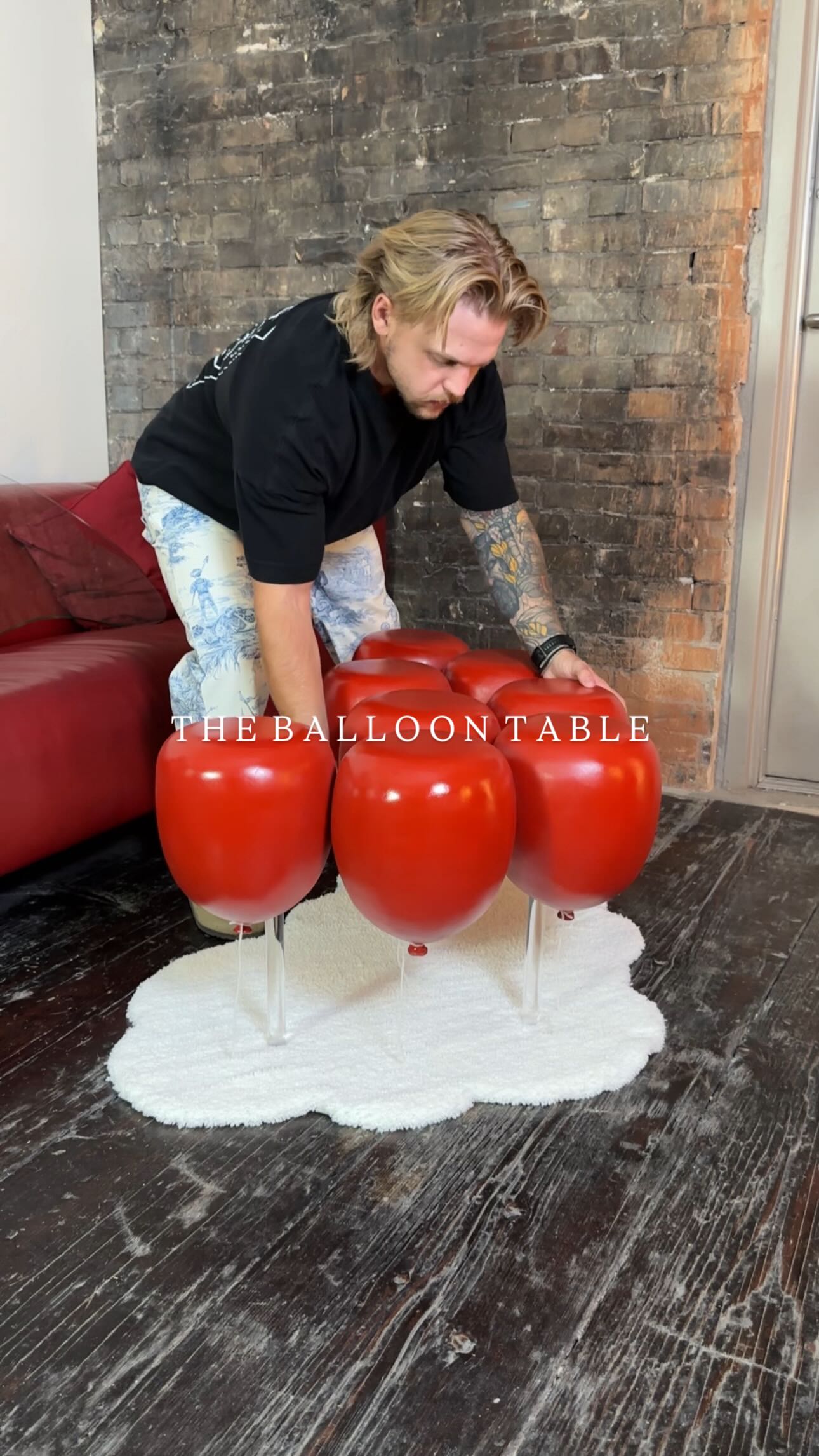 Instagram post by @kamberlandcreations for Adobe Design. Caption reads: The Balloon Table. Here is a longer look into how....