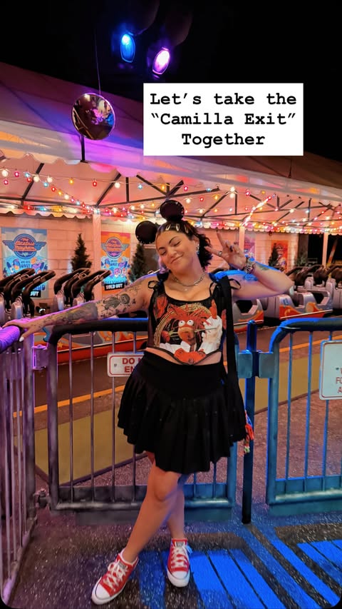 Instagram post by @shenksforthememories for Disney Parks. Caption reads: Who’s CAMILLA & WHY is she exiting?!....