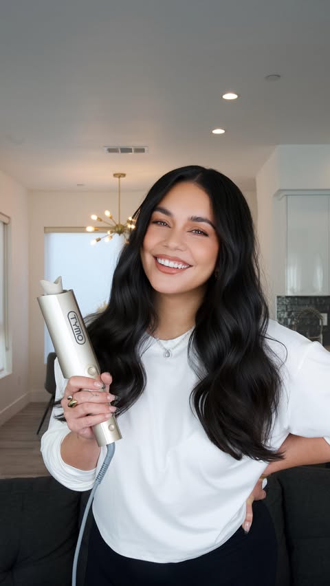 Instagram post by @vanessahudgens for TYMO Beauty. Caption reads: [...] @tymo_fashiontech #VanessaxTYMO #tymobeauty....