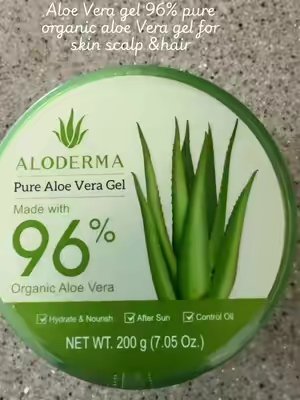 TikTok post by @aahanaayaan02 for ALODERMA. Caption reads: #Aloderma aloe Vera gel 96% pure organic [...].