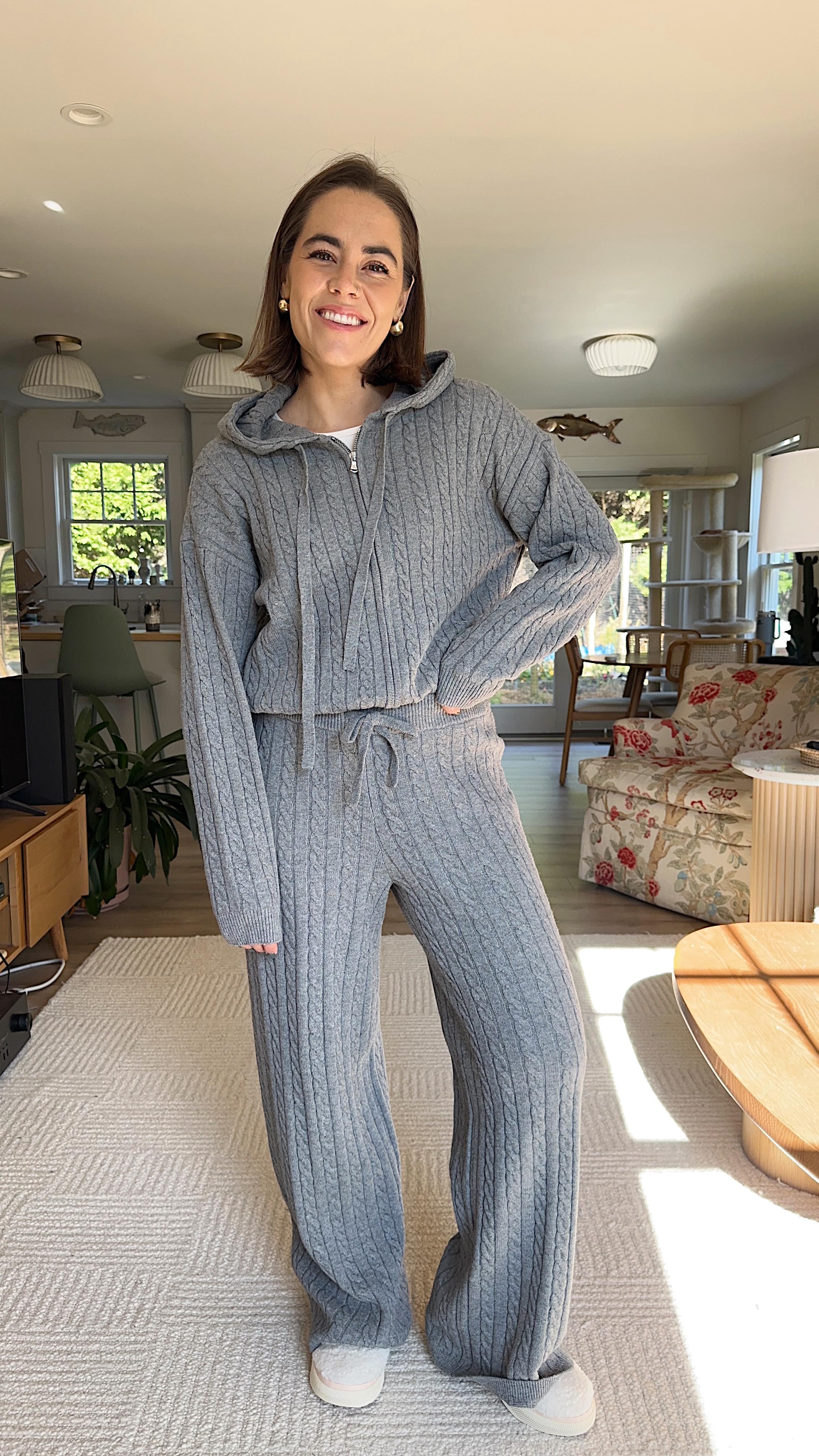 Instagram post by @georgiemorley for LOFT. Caption reads: [...] on my cozy season essentials from @loft....