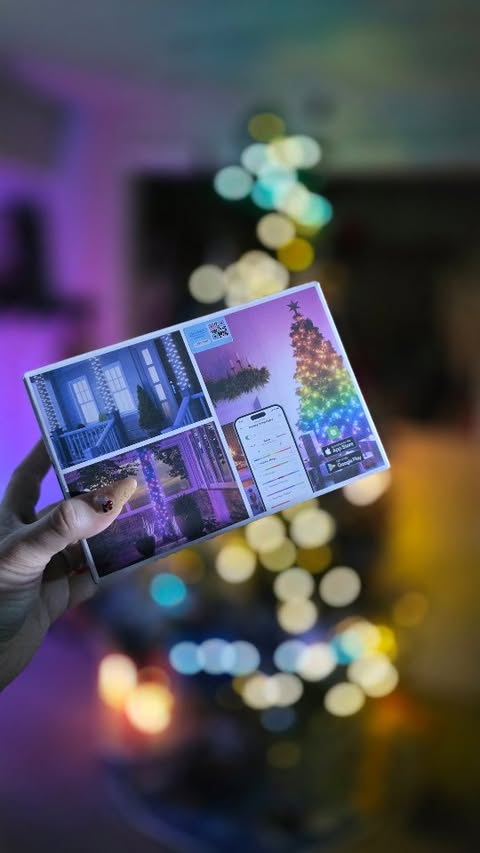 Instagram post by @neptune.effect for Nanoleaf. Caption reads: Nanoleaf Holiday String Lights ✨️😍

get festive....