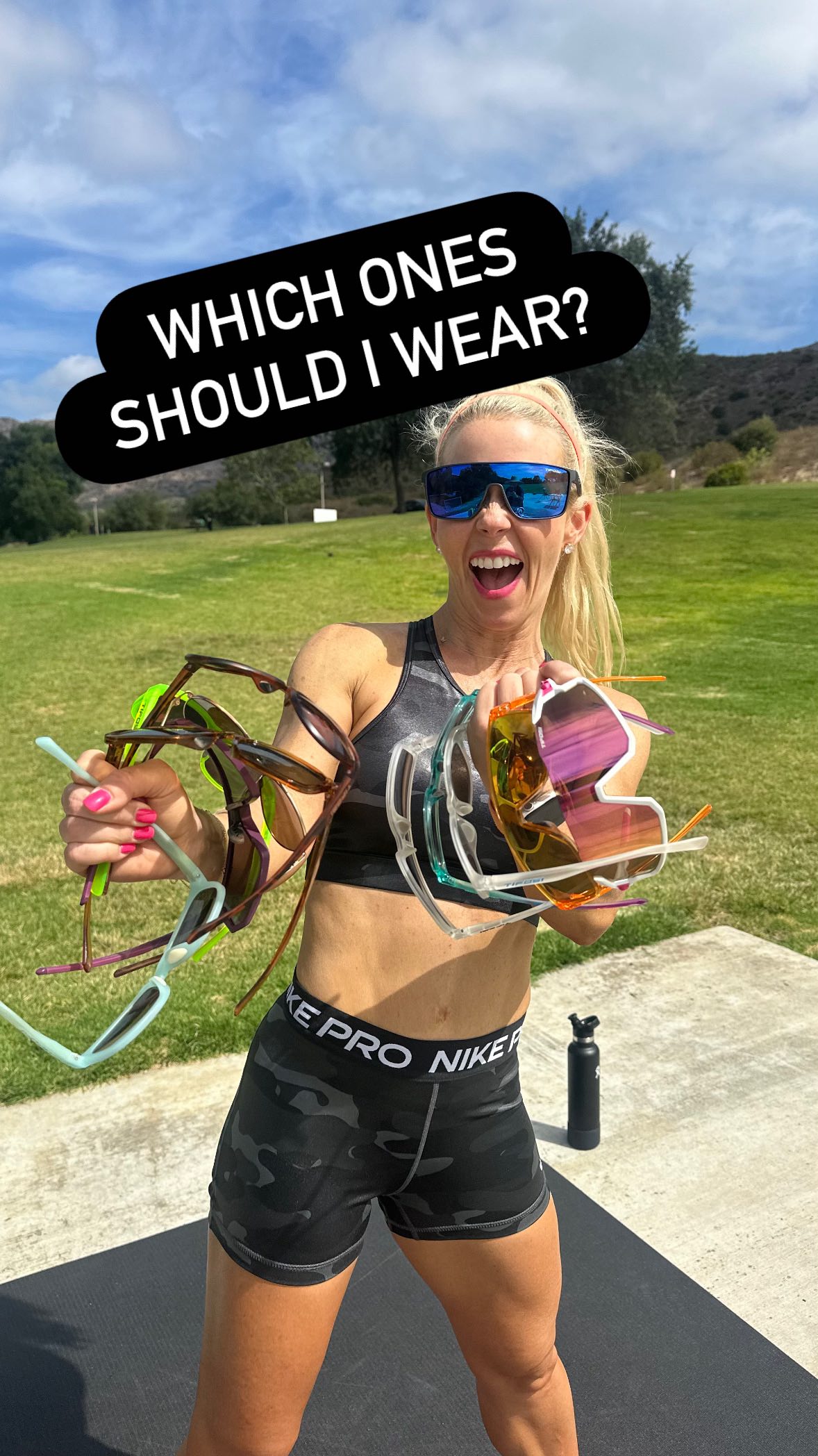 Instagram post by @courtney_fitio for Tifosi Optics. Caption reads: [...] and glamour all in one workout!....