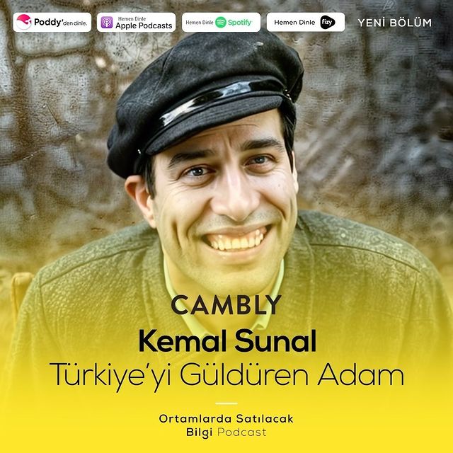 Instagram post by @ortamlardasatilacakbilgi for Cambly. Caption reads: Bu bölümde iki gözümüzün çiçeği Kemal Sunal’ın....