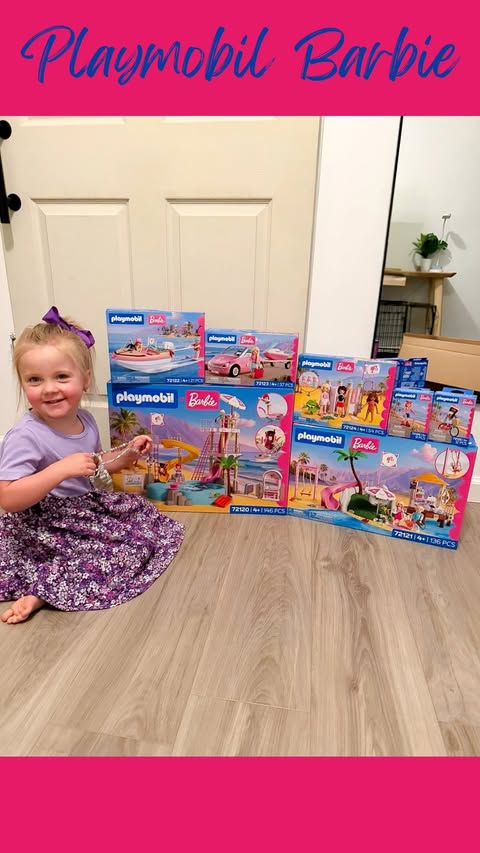 Instagram post by @dunnfamilyfun for Barbie. Caption reads: [...] adventure! 💖 The new @playmobil_usa x....