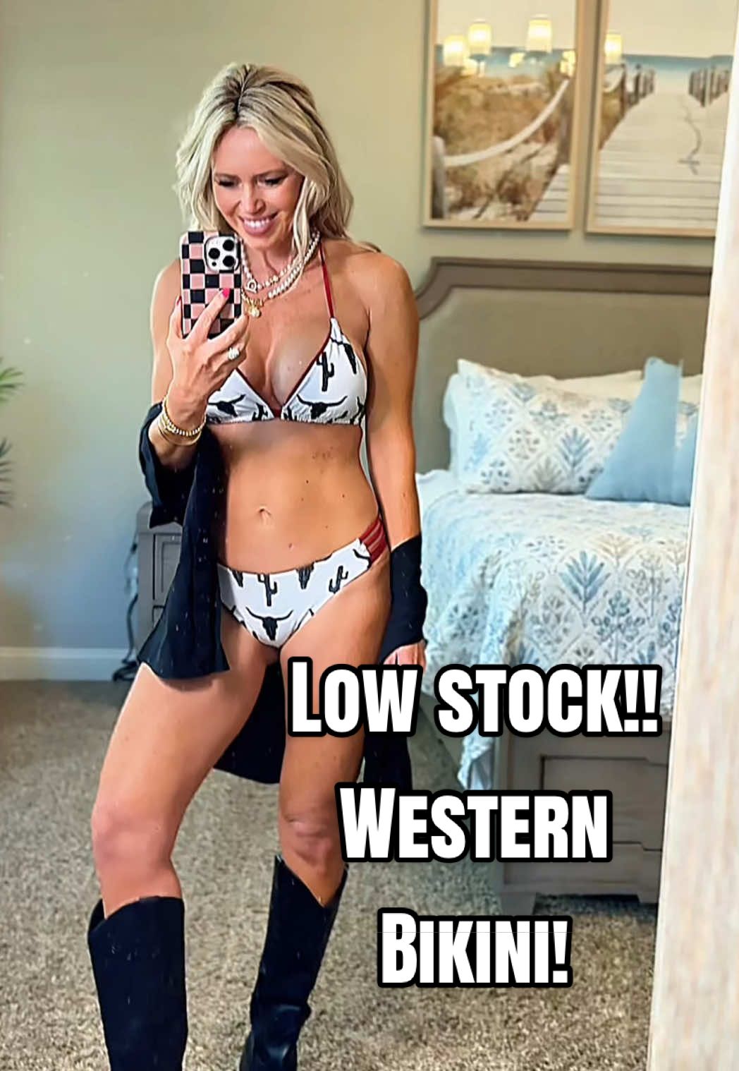TikTok post by @southernblondies for SheShow. Caption reads: [...] #bikiniseason #swimsuit #swimwear @SheShow.
