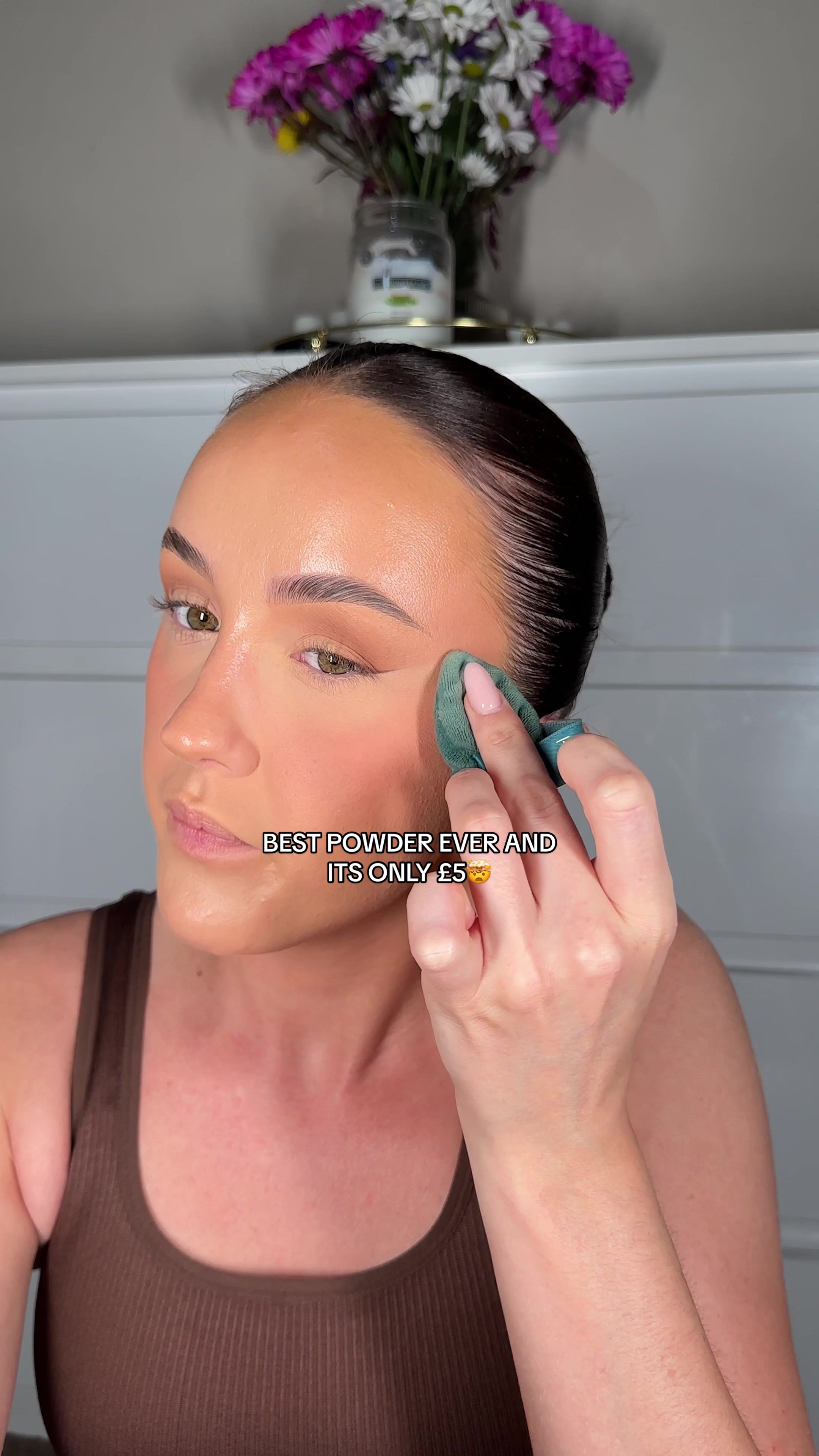 TikTok post by @shaniaflanagan_ for Trigwell Cosmetics. Caption reads: £5 for a powder and its STILL not sold out?! HOW🤯....