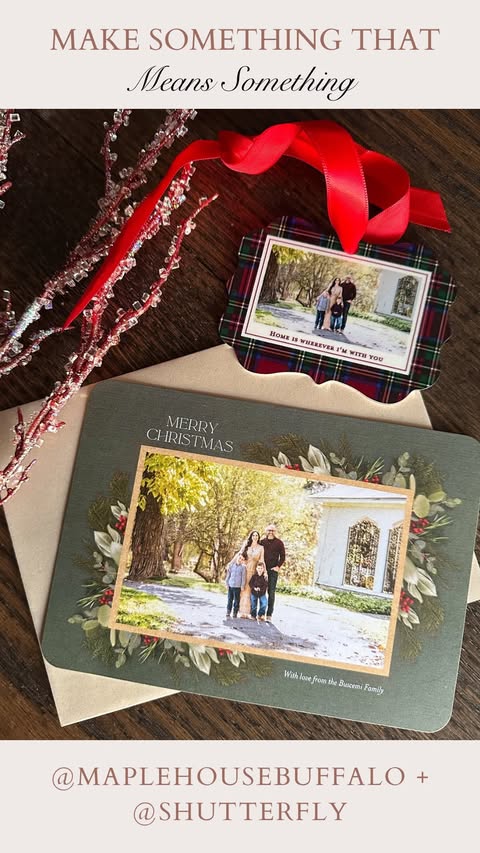 Instagram post by @maplehousebuffalo for Shutterfly. Caption reads: [...] in front of our historic home, and....