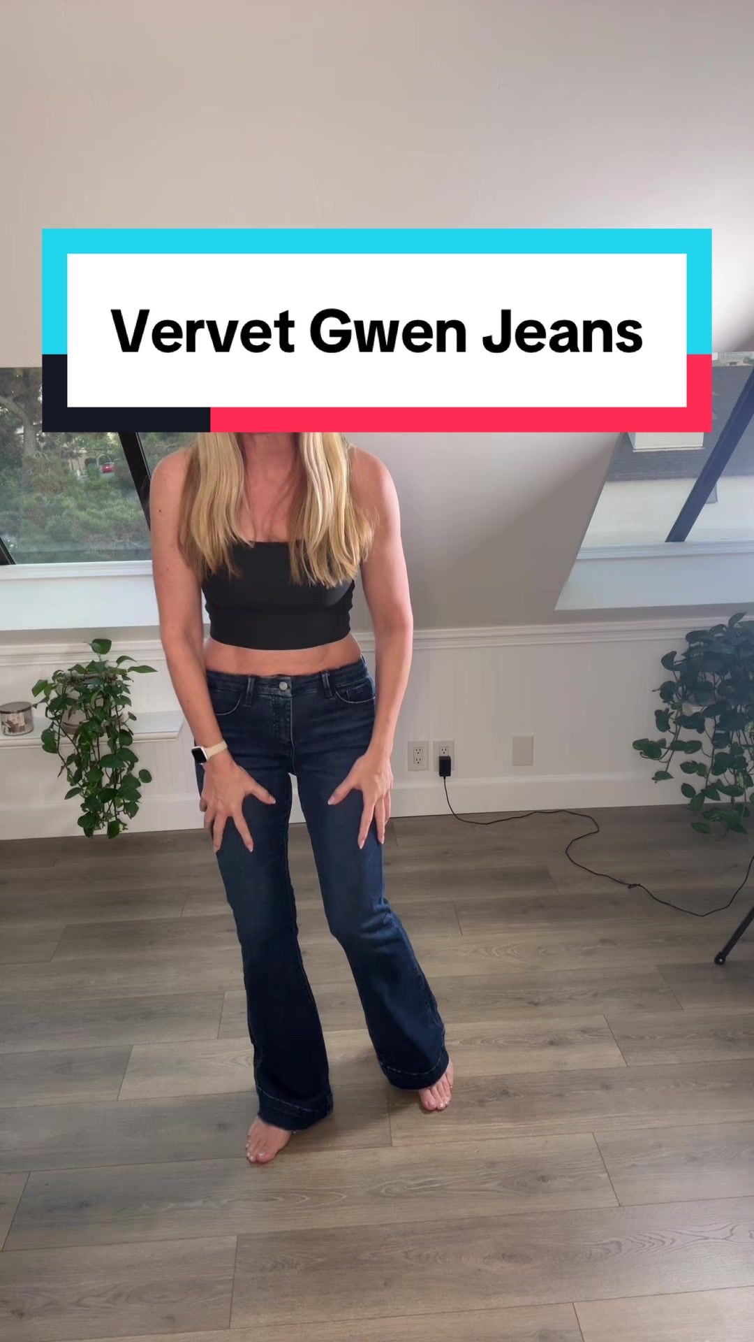TikTok post by @givingnoshitsat50 for Ava Lane Boutique. Caption reads: I love jeans that come in lengths! Nothing I hate....