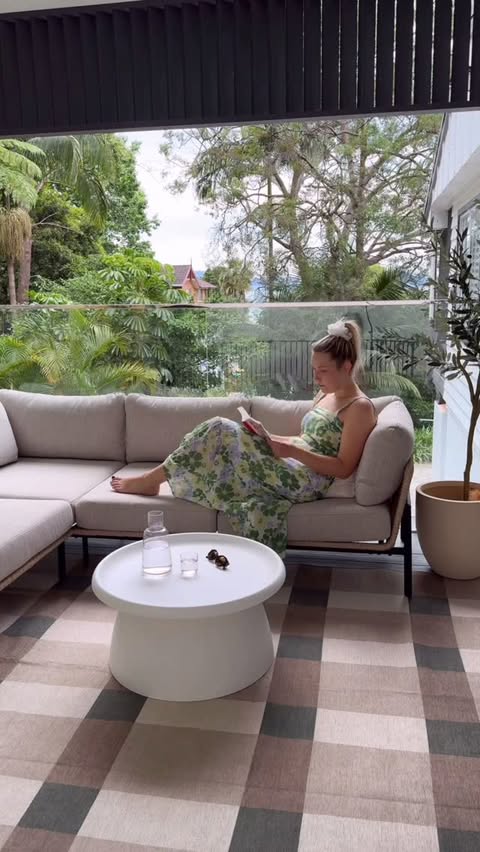 Instagram post by @our.neutral.abode for Miss Amara. Caption reads: This rug is my new best friend! It’s an....