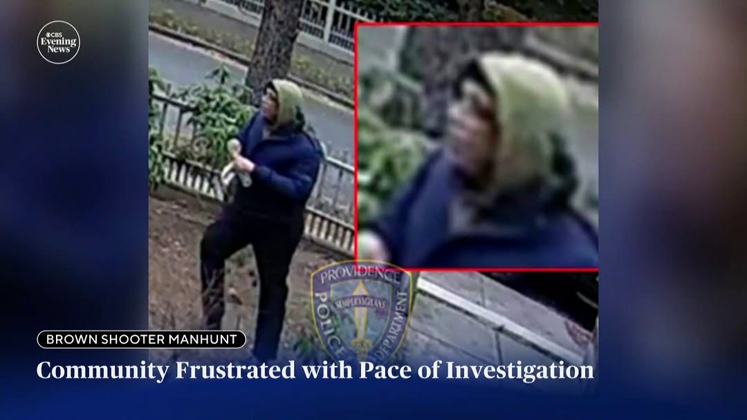 Instagram post by @thomasrhanson for CBS News. Caption reads: As the search for the Brown University shooter....