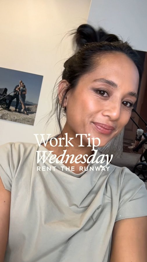 Instagram post by @jeanelleteves for Rent the Runway. Caption reads: Welcome to Work Tip Wednesday with @jeanelleteves,....