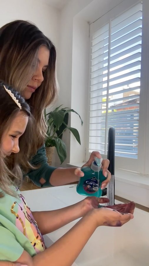 Instagram post by @imogen_thomas for Carex. Caption reads: #ad Siera in her element painting in the garden.....