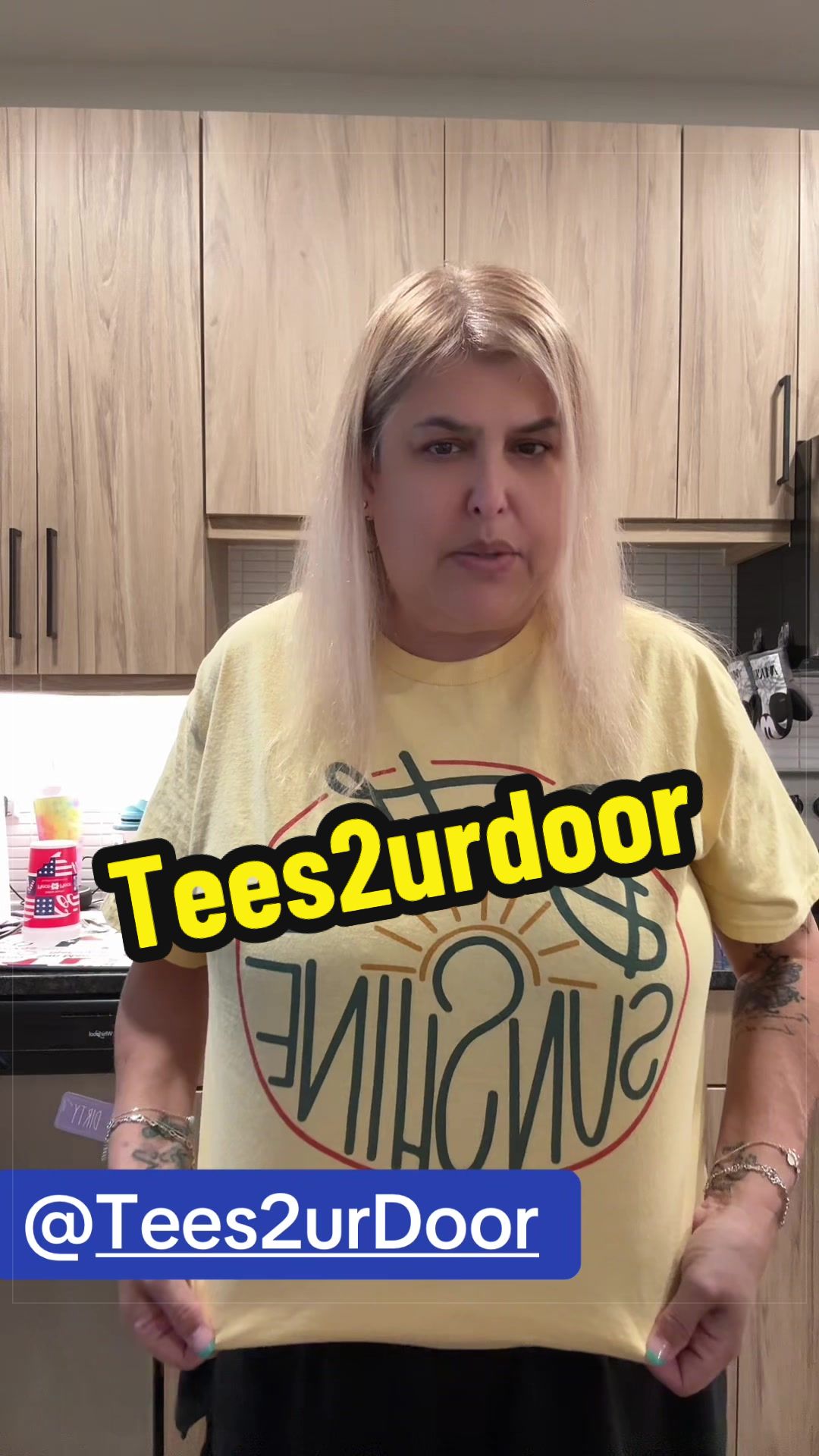 TikTok post by @bethann2768 for Tees2urdoor. Caption reads: @Tees2urDoor be the sunshine T-shirt. The best....