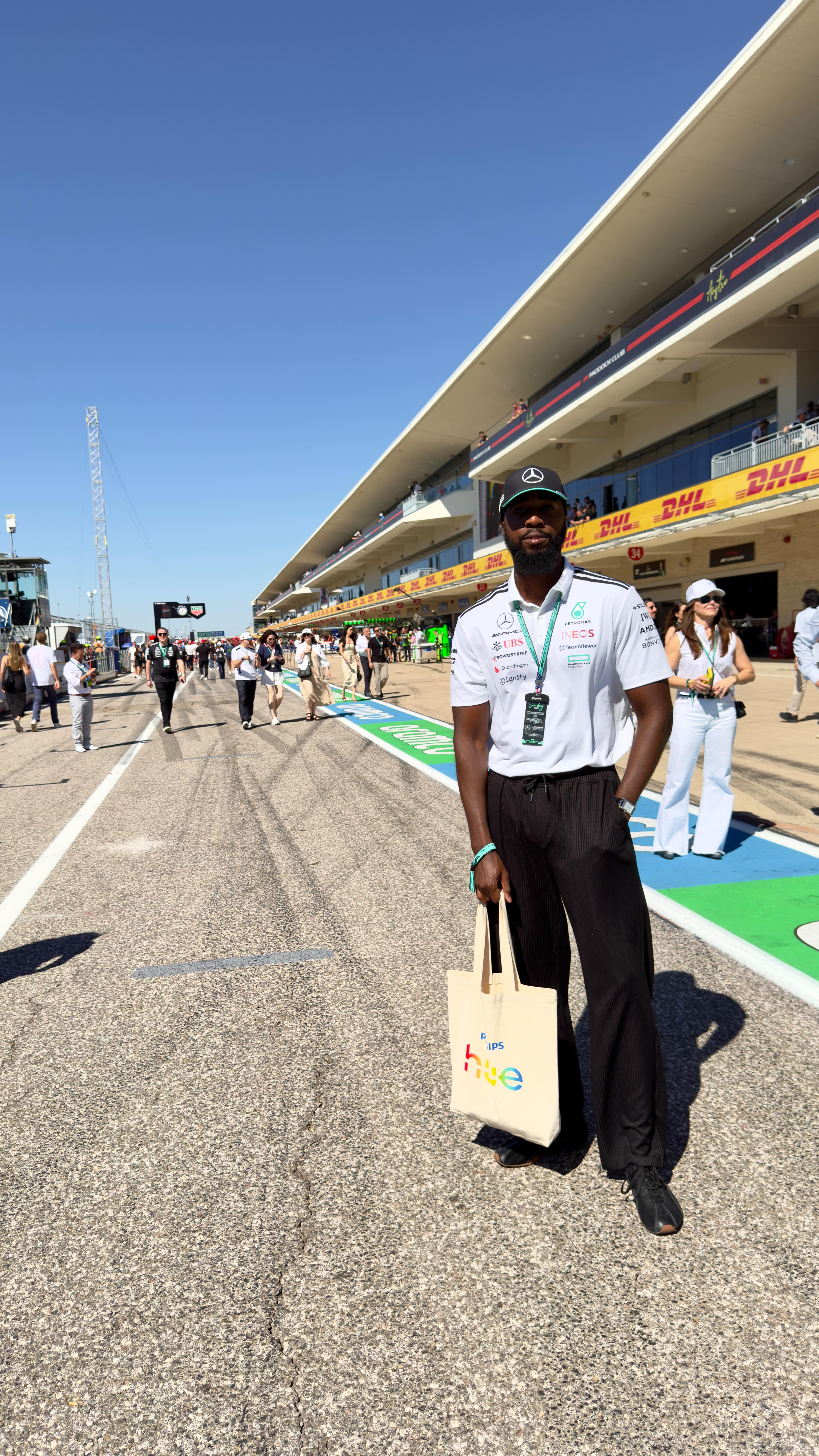 Instagram post by @mrrlittle for Philips Hue. Caption reads: I recently got a chance to experience F1 in....