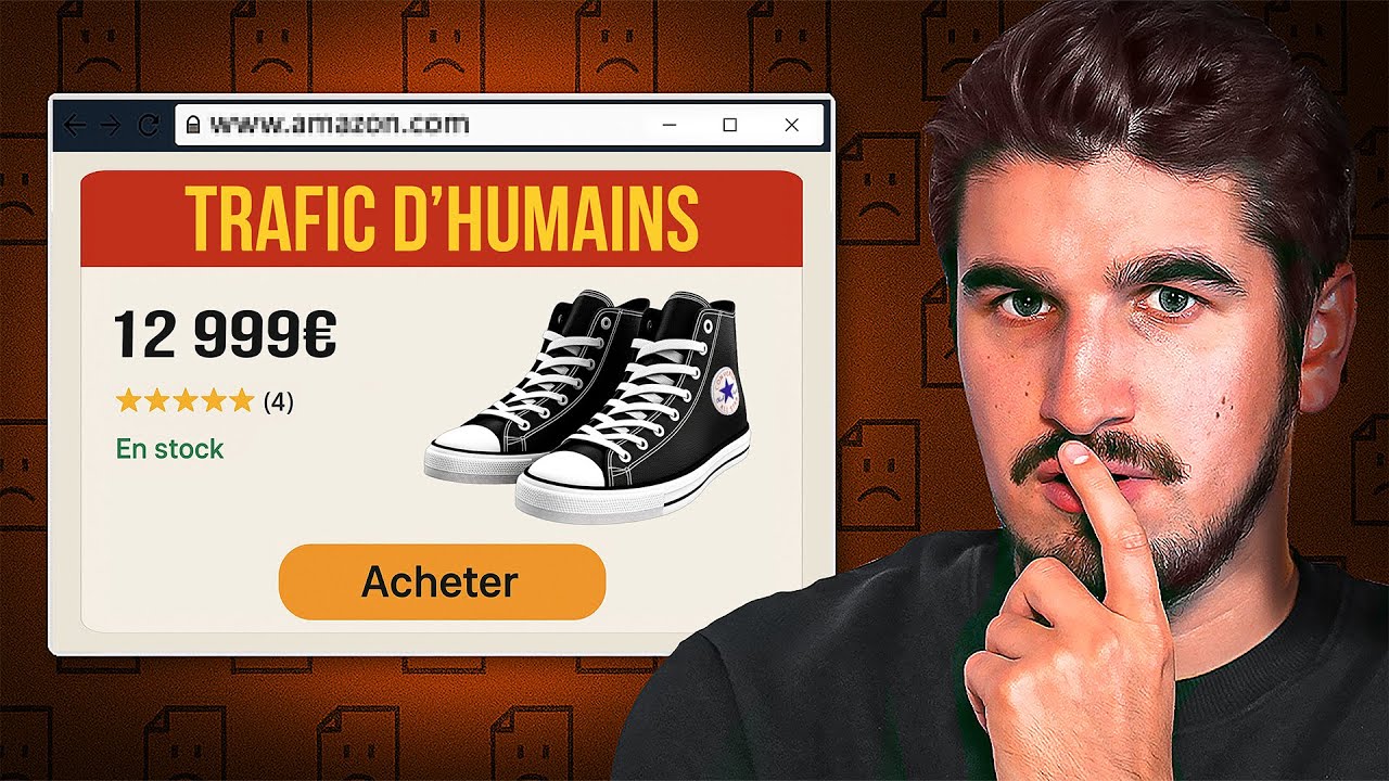 YouTube post by @Qin_Hui for Fnac. Caption reads: Are these sales sites hiding human trafficking?.