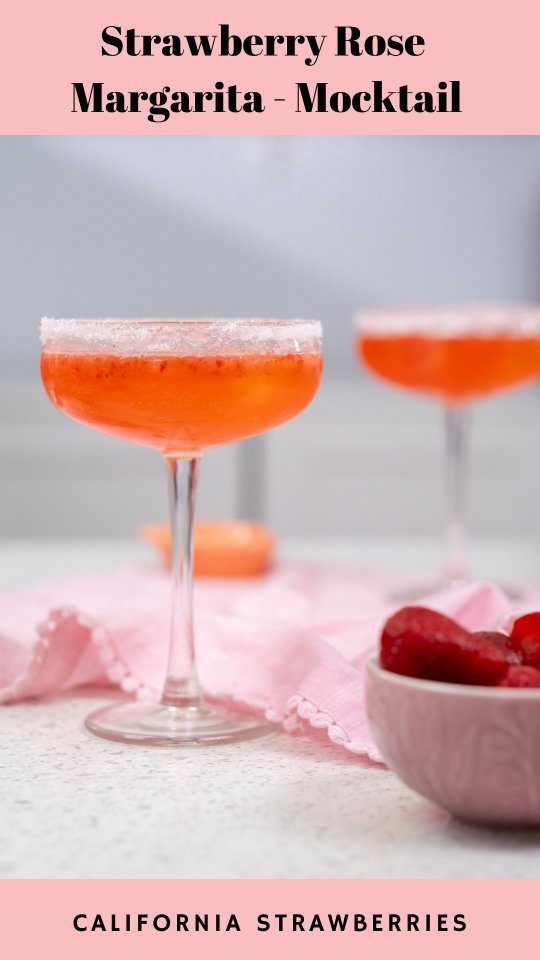 Instagram post by @pinkchai for California Strawberries. Caption reads: Strawberry Rose Mocktail // 🍓🌹🍹 

#Ad You all....