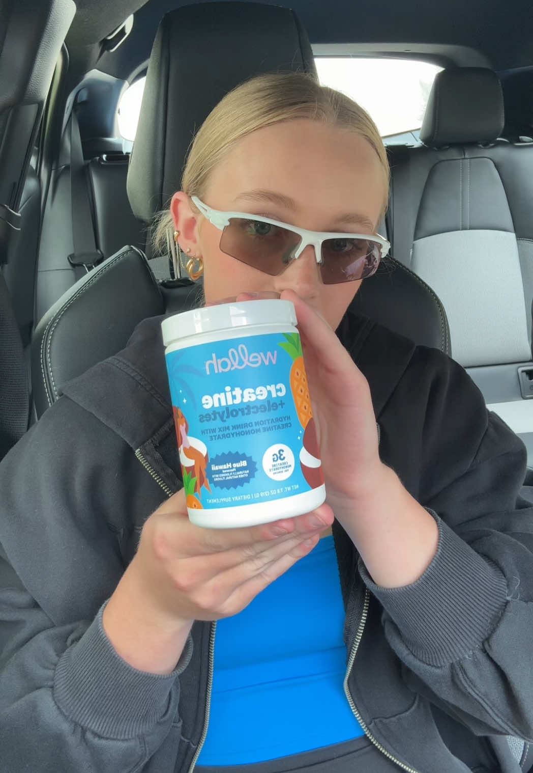 TikTok post by @charleyfit for Wellah Nutrition. Caption reads: LETS TALK ABOUT MY FAV SUPP FROM @Wellah Nutrition....