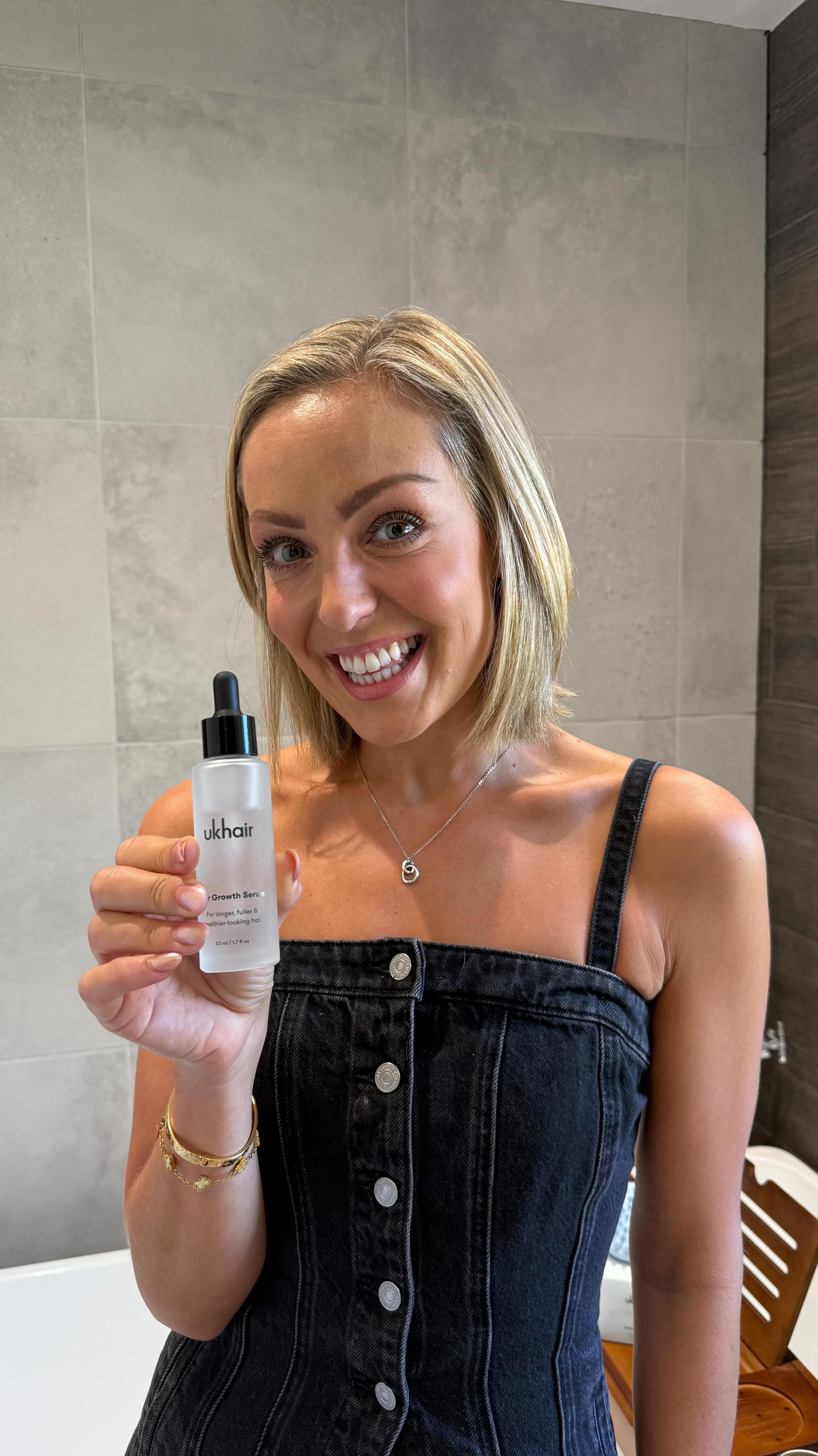 Instagram post by @amy_dowden for UKLASH. Caption reads: [...] healthy long hair back. The UKHAIR by....