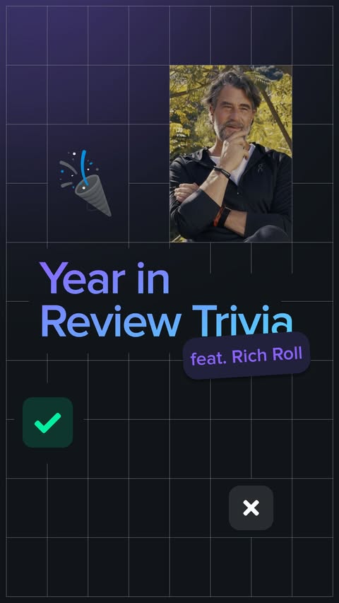 Instagram post by @richroll for WHOOP. Caption reads: How well do you think you know your Year in....