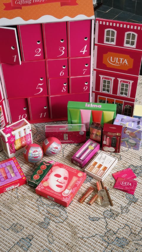 Instagram post by an influencer for Ulta Beauty. Caption reads: [...] advent calendar from @ultabeauty 🫶🏻....