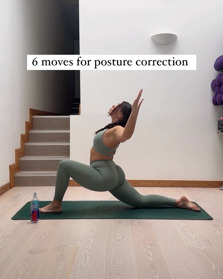 Instagram post by @emilymouu for EvolveYou. Caption reads: Save these 6 moves for posture correction 🧬 ....