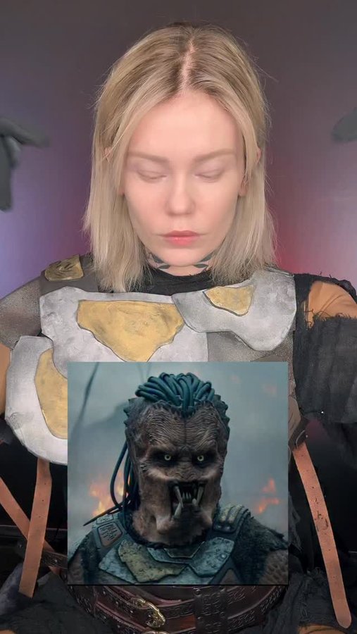 Instagram post by @artistjodysteel for 20th Century Studios. Caption reads: I cosplayed Dek from Predator: Badlands in....