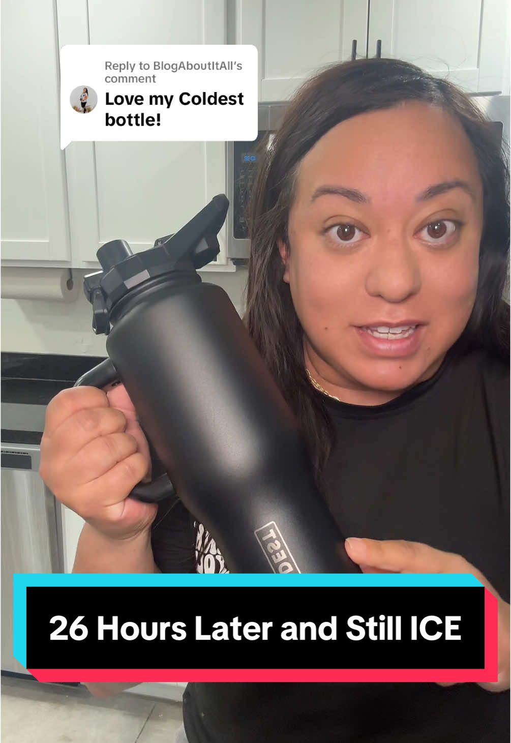 TikTok post by @bossingbybecca for Coldest. Caption reads: [...] is still frozen 26 hours later with my....