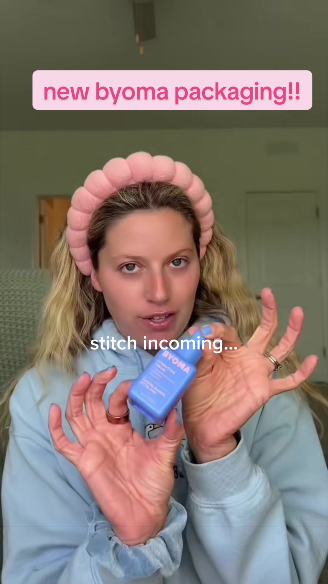 TikTok post by @skincarewithshelbs for BYOMA. Caption reads: #BYOMAPartner The @byoma Hydrating [...].