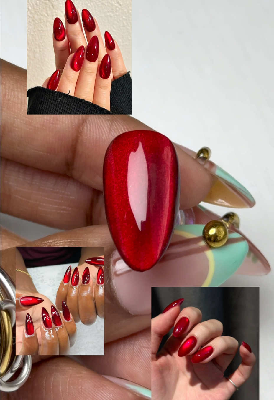 TikTok post by @aisebrush for GAOY. Caption reads: ruby slipper nails 🍎✨ in 10 seconds....