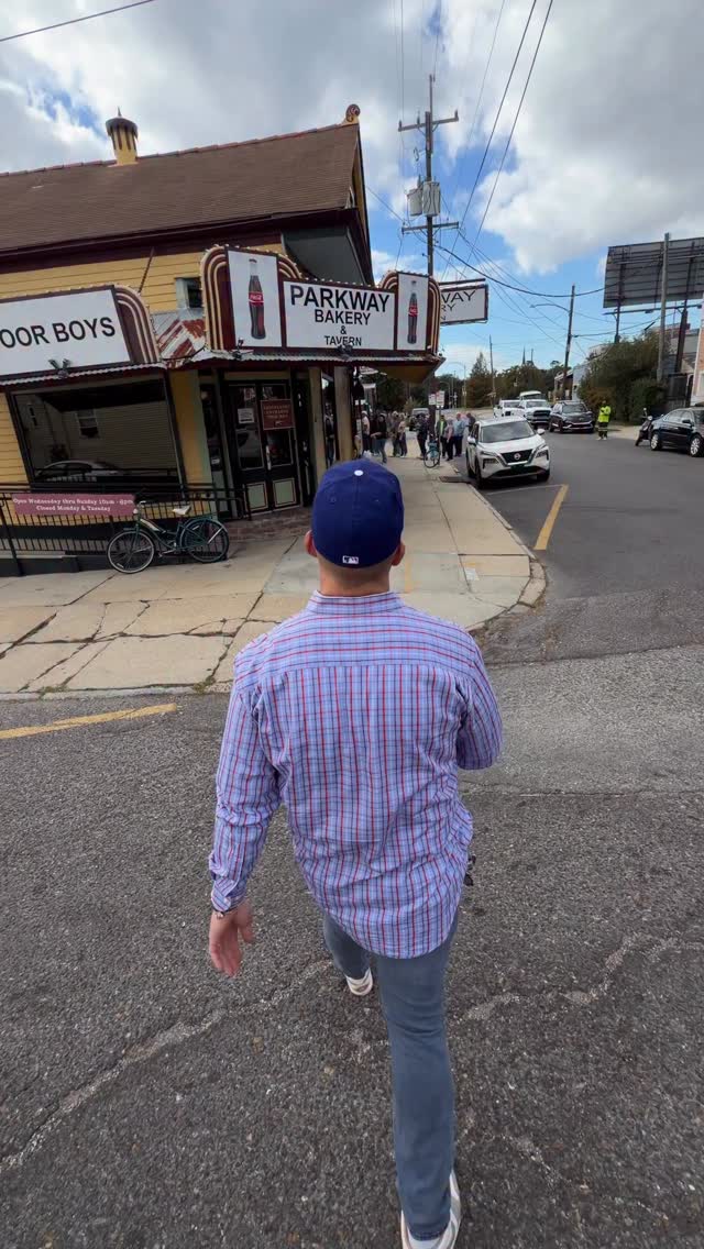 Instagram post by @geraldgruenig for Visit New Orleans. Caption reads: Had to knock down that Thanksgiving poboy with a....