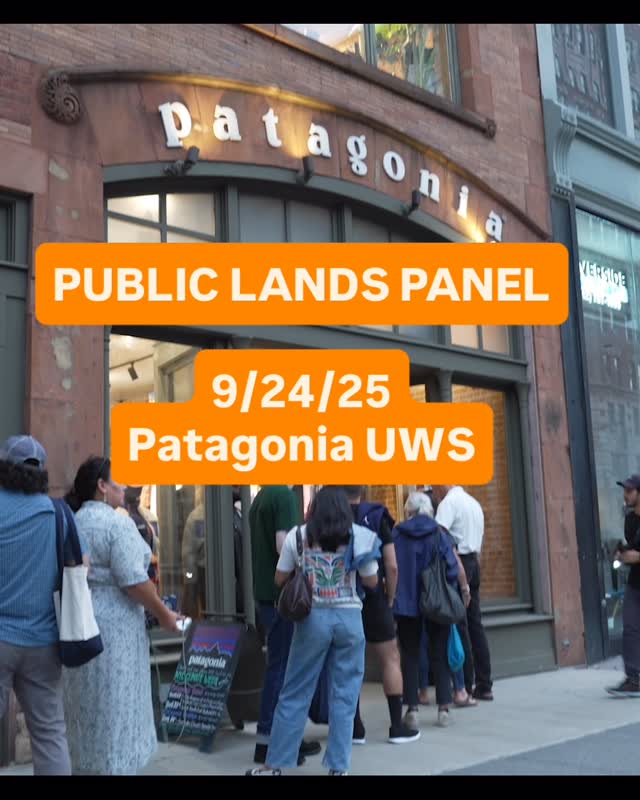Instagram post by @carolinegleich for Patagonia. Caption reads: Public Lands Panel for NYC Climate Week featuring....