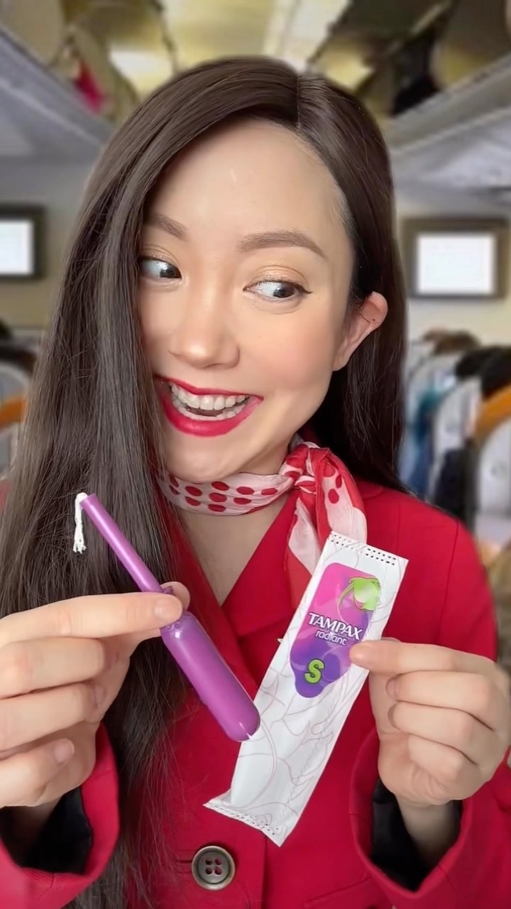 Instagram post by @jeenie.weenie for Tampax. Caption reads: #ad Upgrade your tampon to first class with....