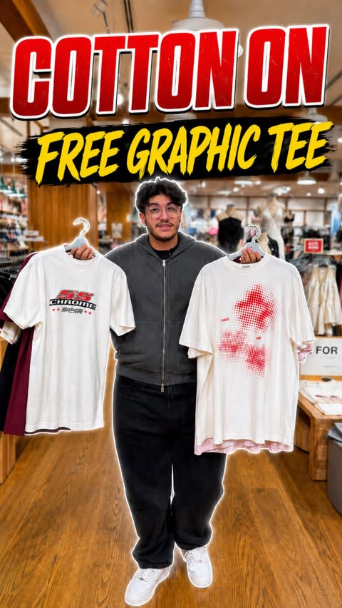 Instagram post by @mohammad_abouzahra for Cotton On. Caption reads: COTTON ON – FREE GRAPHIC TEE SWAP - Bring an old....