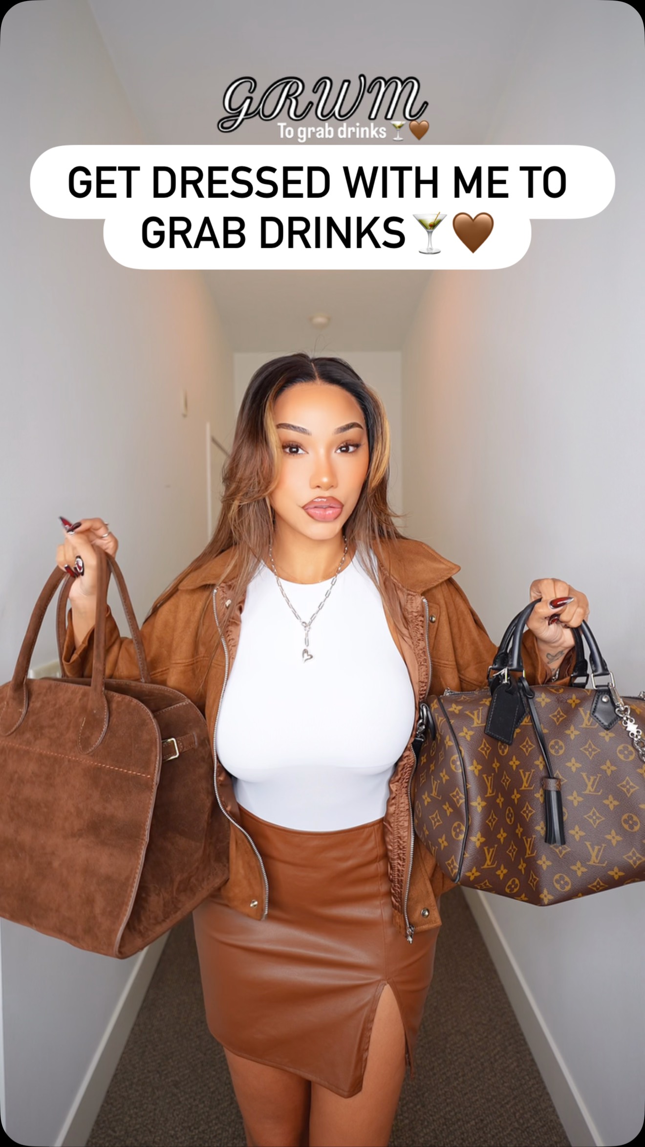 Instagram post by @thefashionfreakk for FENTY SKIN. Caption reads: Get dressed with me to grab drinks🍸🤎 @fentyskin....