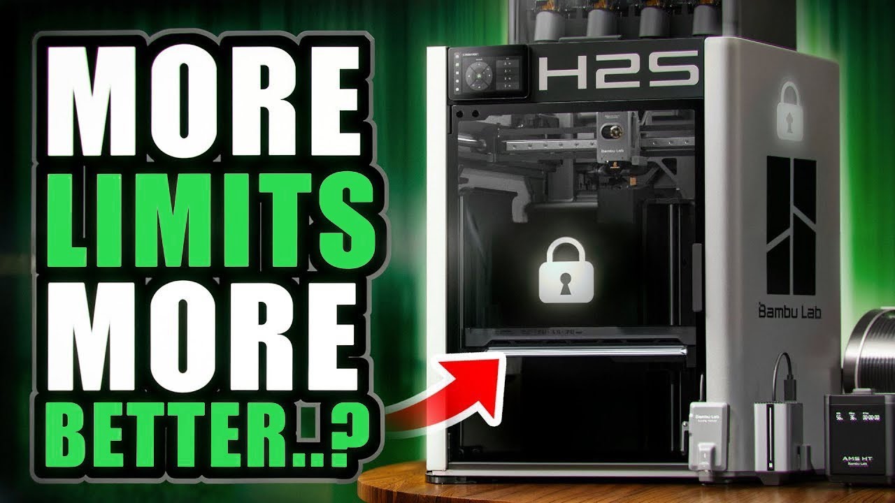YouTube post by @FauxHammer for Thingiverse. Caption reads: Bambu H2S Review - A Downgrade... That Makes More....