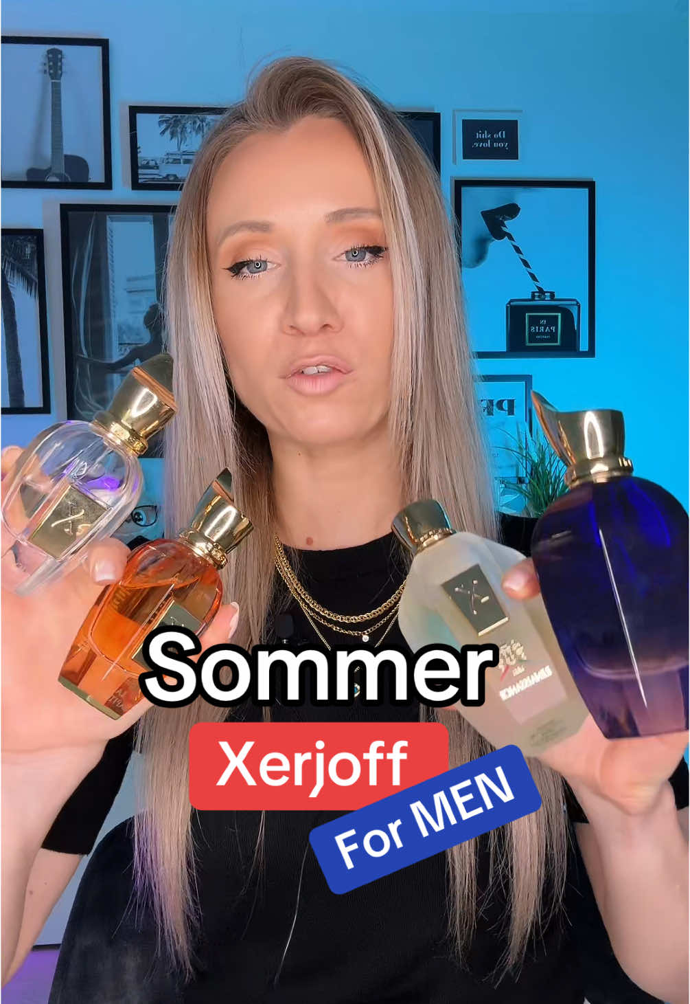 TikTok post by @anguhandschuh for Xerjoff. Caption reads: Sommer Xerjoffs für Männer! 🔥 #Parfum #Parfüm....