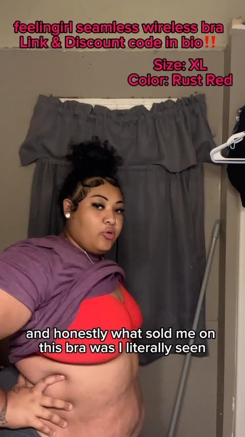 Instagram post by @kmoneyy_1 for FeelinGirl. Caption reads: @feelingirlofficial Everyday Wireless Bra [...].